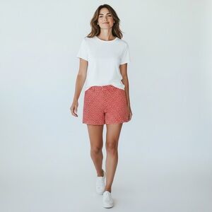 Tommy Hilfiger Women's Red White Geometric Chino Shorts Cotton Size 8